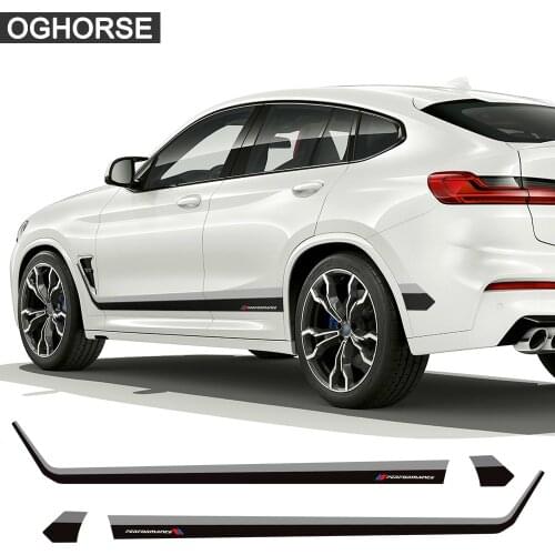 2pcs Black-Grey for BMW X4 G02 2018-Present Car Styling Body Side Skirt Performance Stripes Decal Stickers Accessories