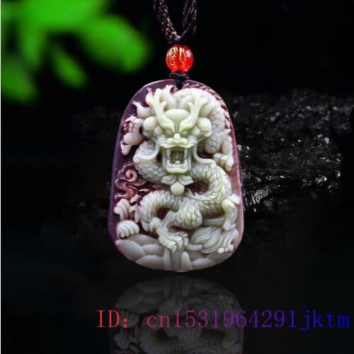Jade Dragon Pendant Gifts Jewelry Fashion Charm Gemstone Natural Amulet Lucky Carved Chinese Necklace