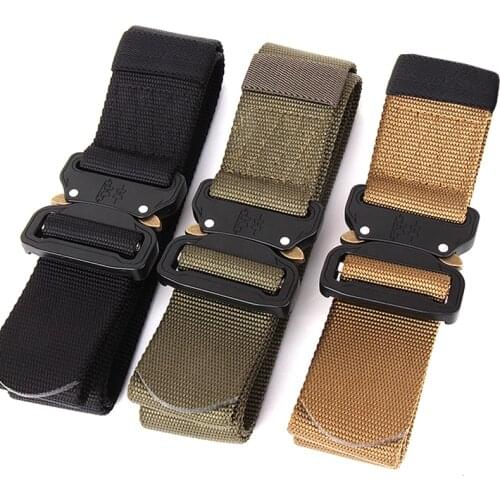 Nylon Tactical Belt Military Army Metal Buckle Police Belt Heavy Duty Cinto War Game Training Hunting Accessories Waist Support