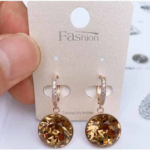 11.11 Fashion Round Hoops Earrings made with Austrian Crystal for Girls Wedding Party Bijoux New Bella Earings Jewellery Gift