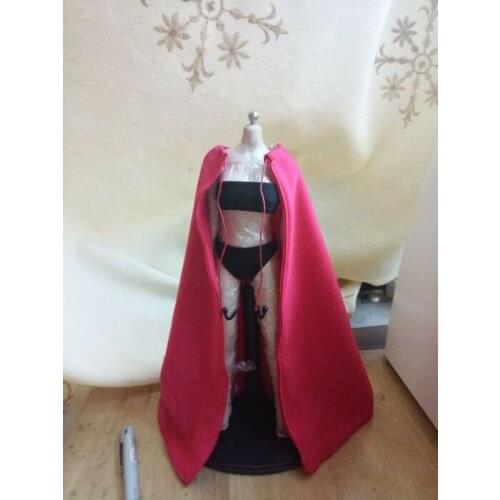 1:6 Scale Red Handmade CLoak Cape Model For 12" Female Figure Body Doll