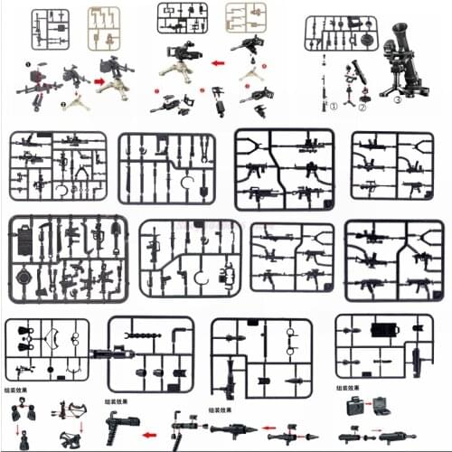 Weapon 1 Piece WW2 Military Sets Chicken Dinner Game Winner Winner Series Pan 98K Gun Blocks Model Militarys Arms Suit Kids Toys