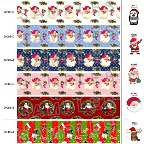 Lovely Santa 10Yards 25mm/38mm/50mm/75mm Grosgrain/Satin Ribbon Cartoons Printed,30Pcs/lot Flatback Resins 200833 200834