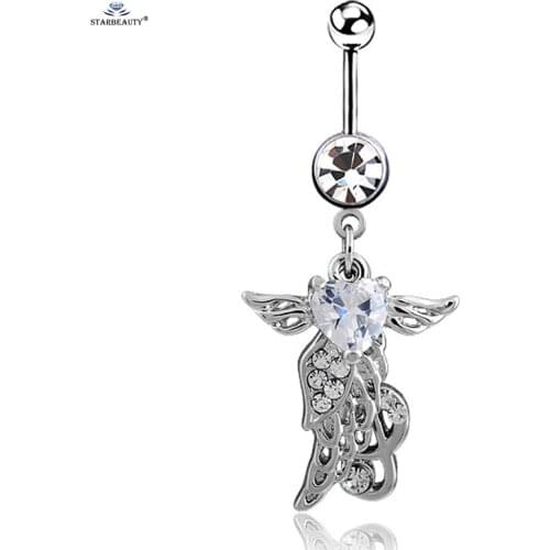 Music Note Wing Navel Piercing Ombligo White Bijoux Heart Belly Button Rings Body Piercing Nombril Pircing Feather Navelpiercing