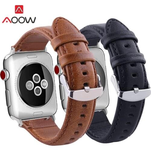 Genuine Crazy Horse Leather Strap for Apple Watch 4 5 38mm 42mm 40mm 44mm Men Women Replacement Bracelet Band for iWatch 1 2 3
