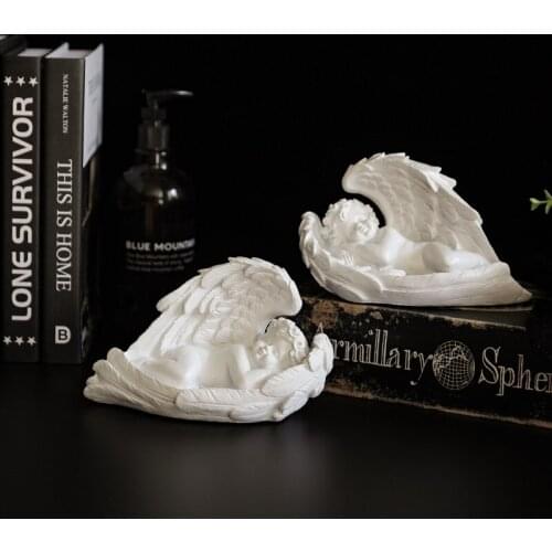 Retro Wind Resin Prayer Angel Statue Adornments Home Livingroom Desktop Sculpture Crafts Store Office Table Figurines Decoration