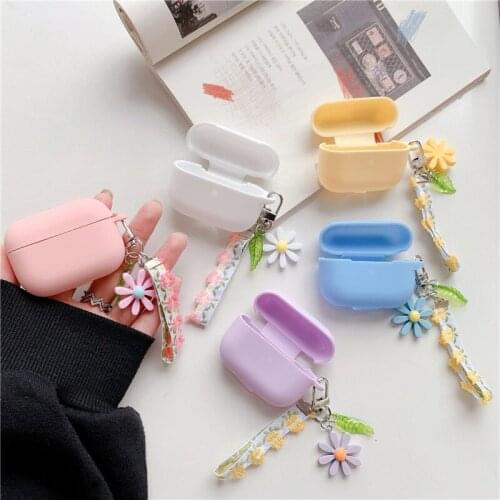 Luxury Cute Flower Decoration Case for Apple Airpods Pro Case ornament Accessories Bluetooth Earphone Silicone Cover Key Ring