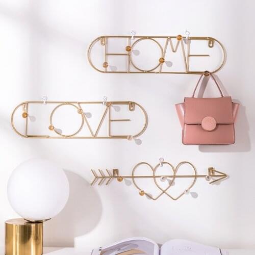 Light Luxury Metal Golden Hook Wall Mounted Clothes Hat Hanger Hanging Door Decor Key Hanger 4-5 Hooks Handbag Hanger Racks