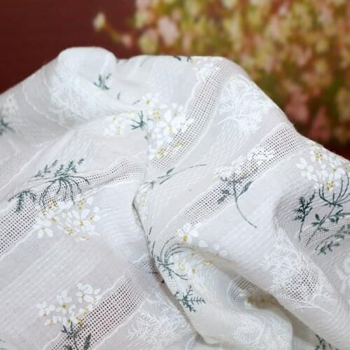 50x145cm 100% Cotton Fabric Embroidery Printing Jacquard Fabric For DIY Fashion Summer White Dress Handmade Material
