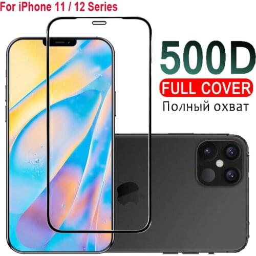 500D Tempered Glass For Iphone 11 12 Pro Max X xs xr 11 pro full cover screen protector for iphone x xs 11 12 pro