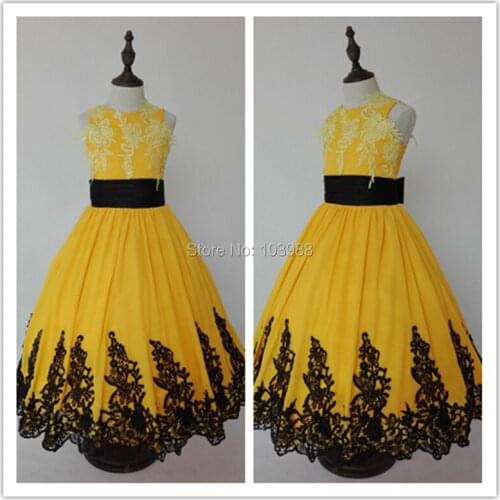 Yellow flower girl Appliques DRESS-OCCASION-PARTY-BRIDESMAID-WEDDING-FORMAL-WEAR!! Cute and Lovely ! all sizes