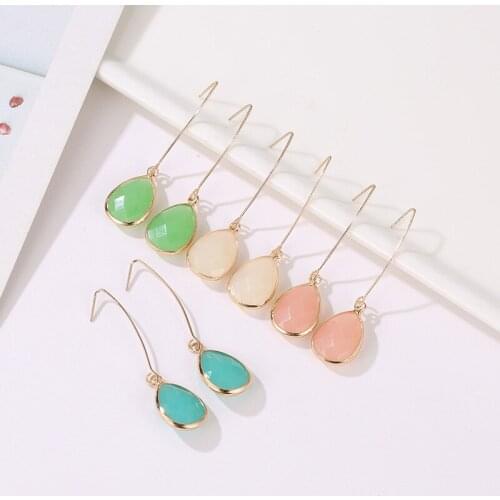 Simple Candy Color Water Drop Earrings Jelly Crystal Earrings for Women Acrylic Earrings Fashion 2020