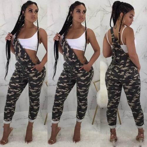 Hirigin 2019 Stylish Women Sleeveless Camouflage Overall Playsuit Party Club Jumpsuit Romper Long Trousers Summer