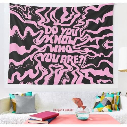 Do You Know Who You Are Pink and Black tapestry More Size home living room bedroom decorative wall blanket