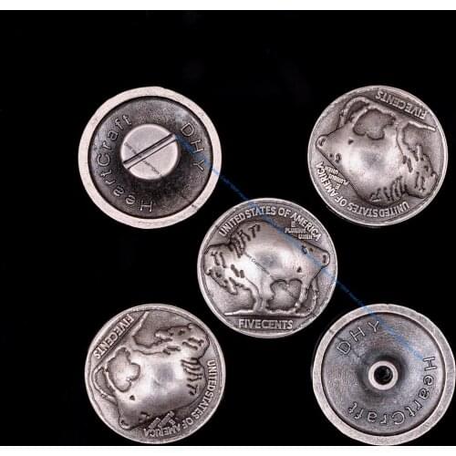 10X Antique Silver Buffalo Nickel Head Screw Back Concho for Belt Leathercraft Accessories Luggage Bag Hardware Decor
