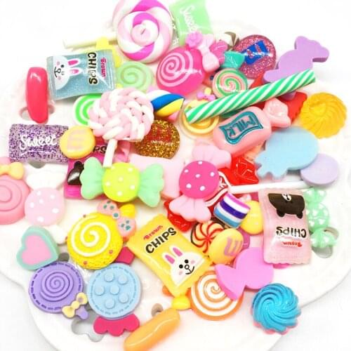 30pcs Cute Candy Resin DIY Scrapbooking Making Supplies Colorful Beads For Phone Case Candy Flatbacks Accessories Jewelry Crafts