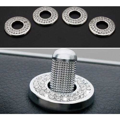 4PCS Metal Rhinestone Car Door Lock Pin Cover Trim Protective Decoration for Mercedes Benz C/E Class CLA GLA GLC A B class
