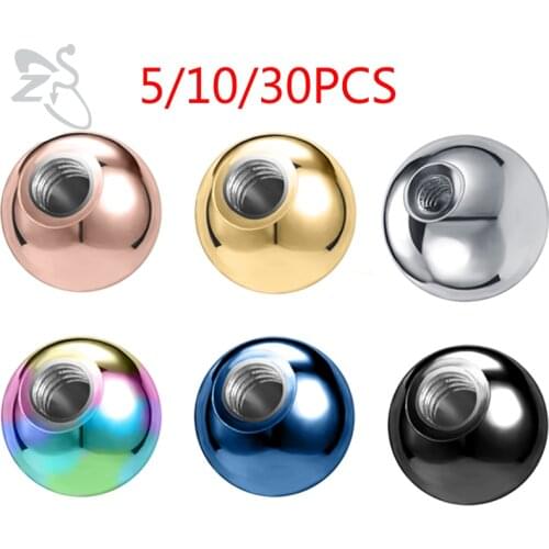 ZS 5/10/30PCS Stainless Steel Replacement Ball High Polish Piercing Bead Lip Eyebrow Tongue Ear Tragus Body Piercing Jewelry 16g