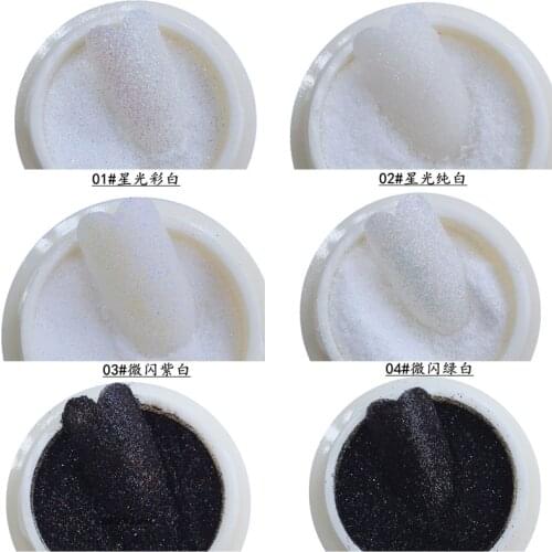 6 Boxes 6 Colors Unicorn- Black Holograph Nail Glitter Powder Decoration Nail Art Powder Mermaid White Black holographic Powder