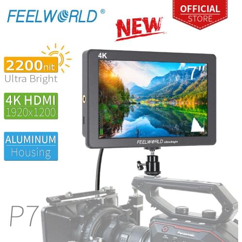 FEELWORLD P7 7 Inch Ultra Bright 2200nit on Camera Field DSLR Monitor Aluminum Housing 4K HDMI Video Focus Assist with DC output