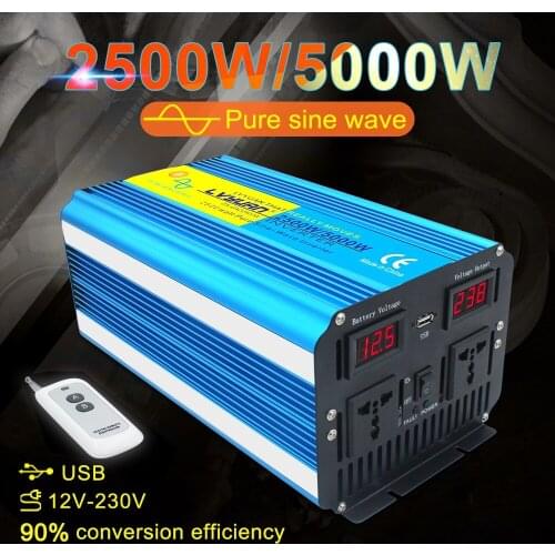 5000w Full PowerWireless Remote Control Large Power Inversor 12 v 220 v Pure Sine Wave Inverter Conversor 12v Solar For Car Ac