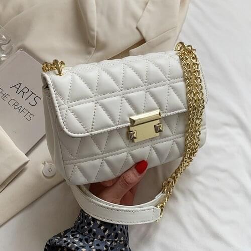 Chain Brand Designer Small PU Leather Flap Crossbody Bags for Women 2021 Simple Fashion Shoulder Purses and Handbags Red