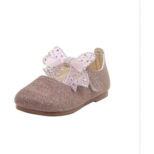 Baby Princess Shoes 2021 Girls 1-6 years Old Little Girl Shiny Flower Leather Shoes Square Mouth Bowknot Shoe