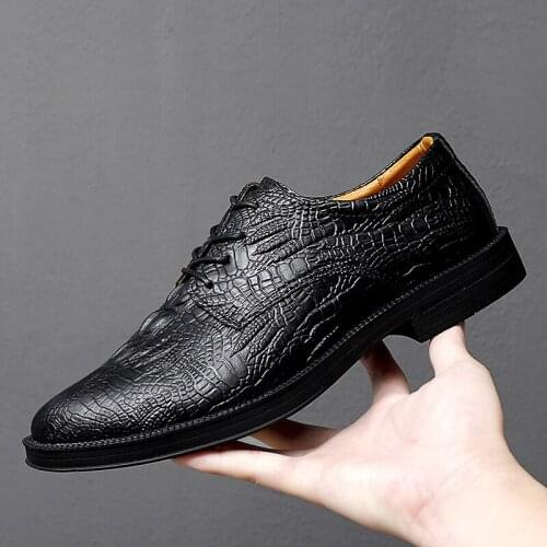Designers Mens Shoe Casual Leather Footwear Fashion Business Formal Shoes Lace-up Flat Oxford Male Evening Dresses Shoe