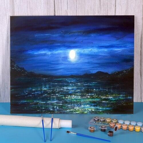 Natural Scenery Shimmering Sea Coloring By Numbers Painting Set Oil Paints 50*70 Canvas Painting Loft Wall Handicraft