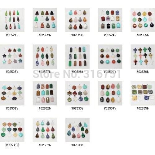 Hot Sale Wholesale Lots 12pcs Mix Multi-style Natural Stone Charms Finding Pendants Pick Size (w02538) Aa