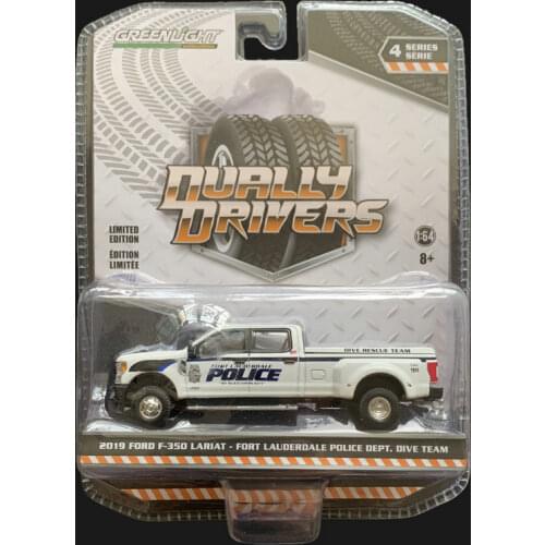 GreenLight cars 1/64 2019 Ford F-350 dual-drive Pica Florida Police Car collection version of the car model toy gift