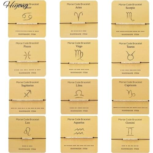 Hiyong 12 Horoscope Bracelet Morse Code Bracelet The Zodiac Bangle Constellation 12 Constellations Bracelet With The Zodiac Card
