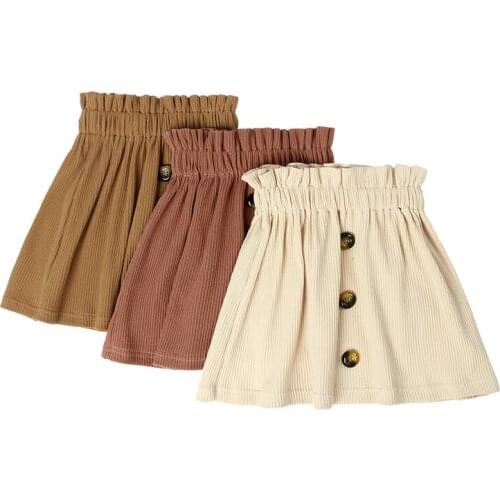 Kaiya Angle 2020 Preppy Style Ruched Knee-length Dress Casual Solid Cotton Toddler Girl Skirt Summer New Design Children Dress