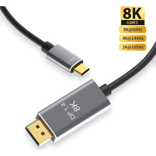 USB C to DisplayPort Cable 8K@30Hz 4K@144Hz 7680x4320 HDTV Adapter for New MacBook 2017 2018 Dell XPS (1m 2m 3M)