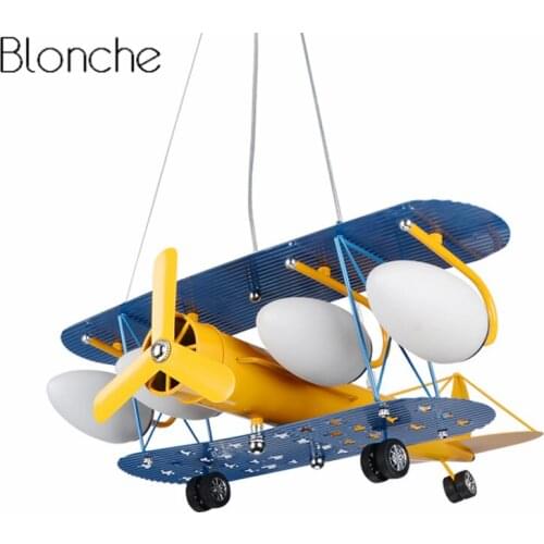Creative Retro Childrens Aircraft Pendant Light Modern Plane Led Hanging Lamp Bedroom Boy Room Kids Cartoon Fixtures Home Decor