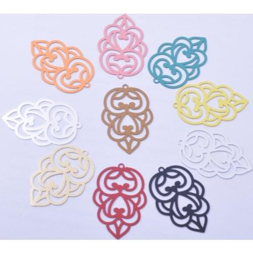 30pcs AC12445 30*20mm Brass Painted Flower Hollowed out Charms DIY Jewelry Earring Findings