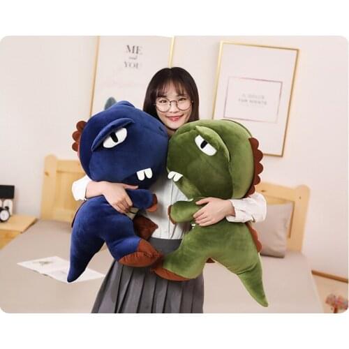 Cartoon dinosaur plush toy lovely blue or green dinosaur soft doll kids toy home decoration Christmas gift h1345