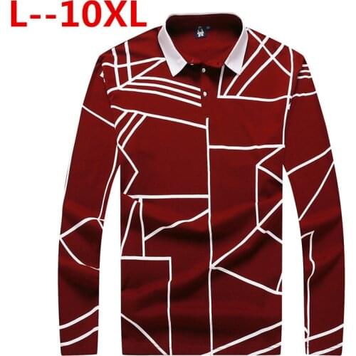 Plus 10XL 8XL 6XL casual long sleeve business mens shirts male striped polo shirt designer men tenis polos camisa social