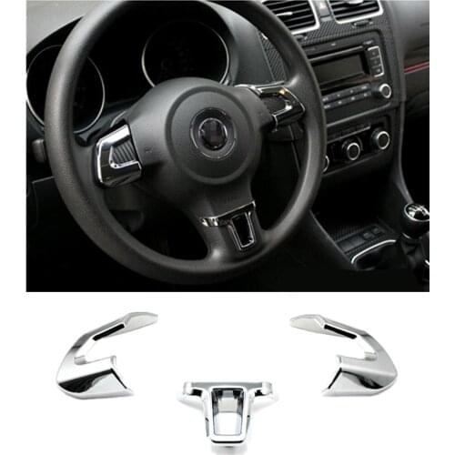 Steering Wheel Cover Sticker ABS Chrome Trim Accessories Case for Volkswagen VW GOLF 6 MK6 POLO JETTA MK5 Bora Car Styling