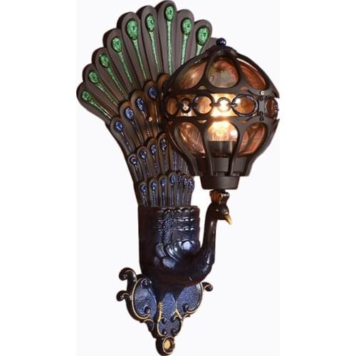European style retro peacock wall lamp led hotel art wall lamp balcony villa door light suitable for indoor / outdoor lighting