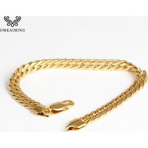 OMKAIMING 2021 Design Stainless Steel Chain Cuban Bracelet for Women Fashion Men Hip Hop Gold Bracelets Jewelry Gift Wholesale