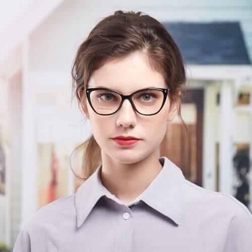 46979 Plastic Titanium Cat Eye Glasses Frame Men Women Optical Fashion Anti Blue Computer Eyeglasses