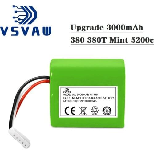 Original 7.2V 3.0Ah Rechargeable Battery for iRobot Roomba Braava 380 380T Mint 5200B Ni-MH 7.2v 2500mAh 3000mAh VSVAW