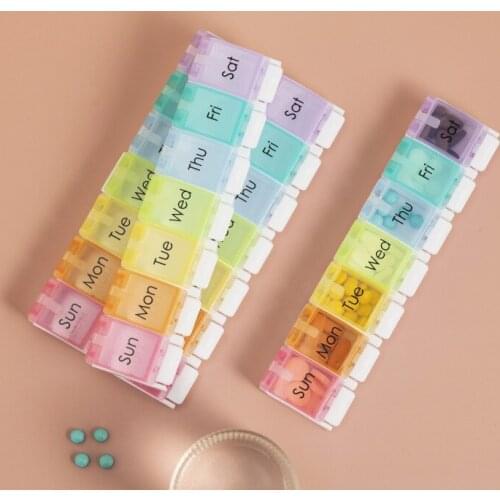 Personal Pill Dispenser Portable Pill Box 7-days Travel Compartment pill Storage box Customization Daily Vitamin Box AM PM Pill