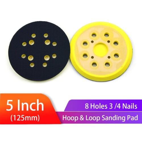 5 inch 125mm 8 Holes 3/4 Nails Backing Pad Hook & Loop Sanding Pads for fits Air Sander Power Sander Polisher Tools