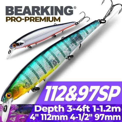 Bearking PRO 4" 112mm 4-1/2” 97mm depth 3-4ft 1-1.2m fishing lures hard bait 10color for choose minnow quality minnow