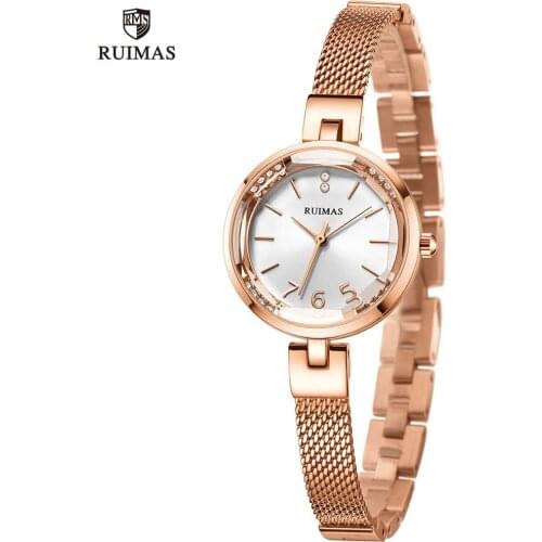RUIMAS Luxury Quartz Watches Women Top Brand Rose Gold Watch Lady Female Waterproof Analog Wristwatch Woman Relogio Feminino 578