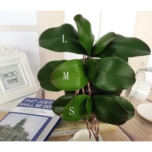 Wholesale S M L artificial orchid leaf with artificial roots orchid leaf arrangement DIY source material art
