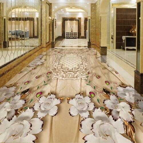Beibehang Customized Self-adhesive Floor European Fashion Jewelry Flower Marble Pattern Parquet 3D Living Room Thicken Floor