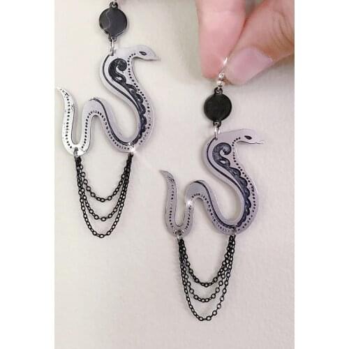 The Black Dark Serpent Earrings,Goth Earrings,Gothic Gifts for Her